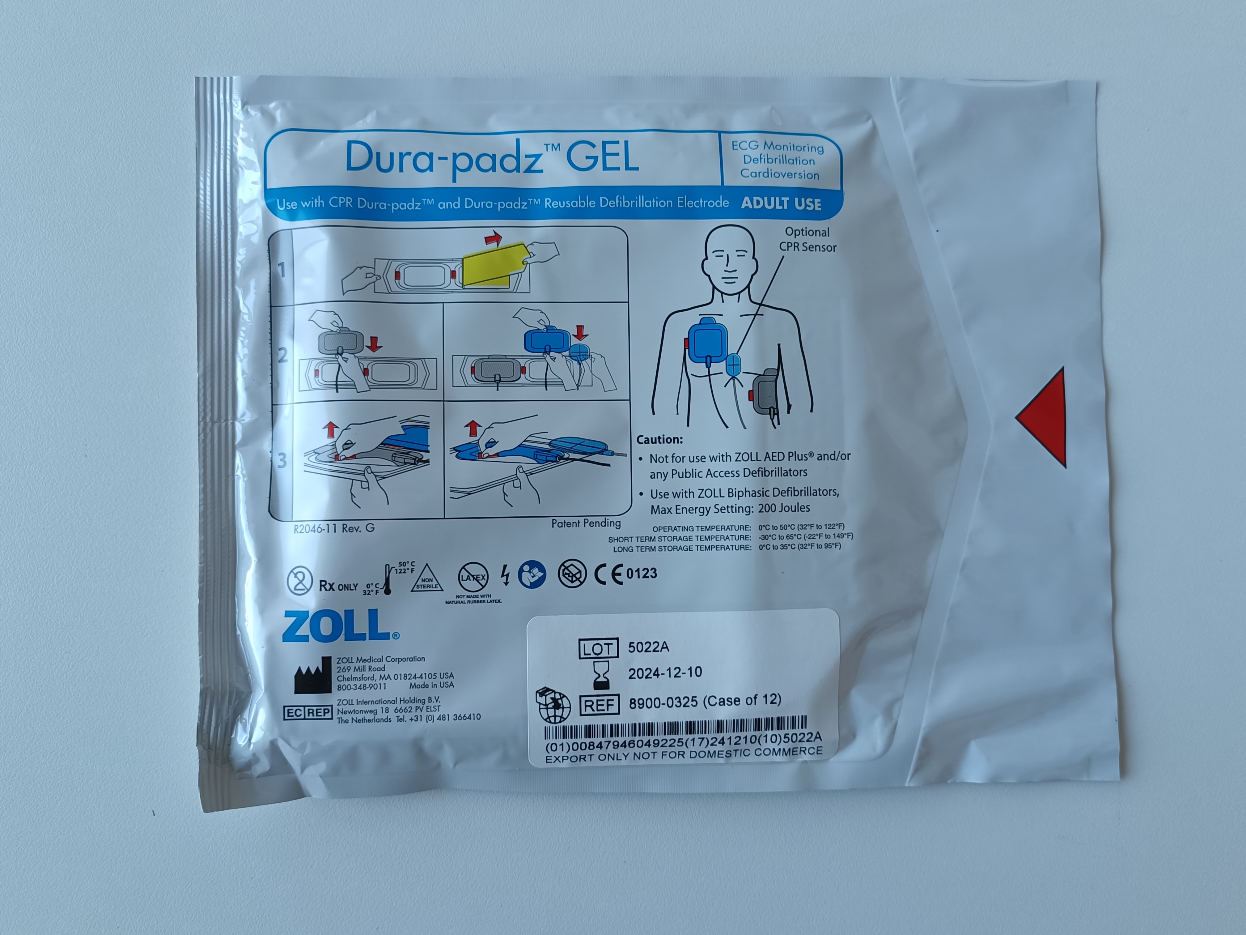 美國卓爾ZOLL半自動體外除顫器AED Pro一次性使用導(dǎo)電凝膠貼片Dura-padz GEL
