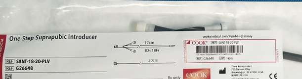 美國(guó)庫(kù)克Cook一次性使用一步式恥骨上導(dǎo)入器SANT-18-20-PLV