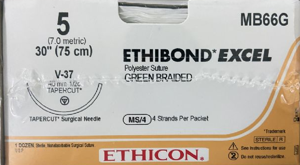 美國強生愛惜康ETHICON聚酯不可吸收縫合線MB66G