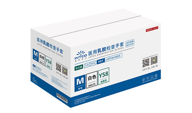 山東英科一次性使用滅菌橡膠檢查手套無粉麻面型M